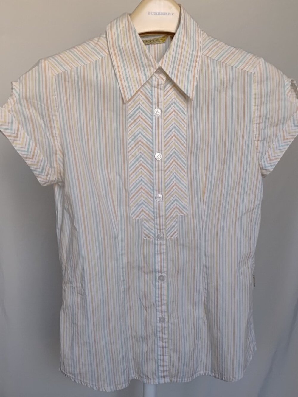 Globus XS Short Sleeve Button Down Shirt Stripes Back to School
